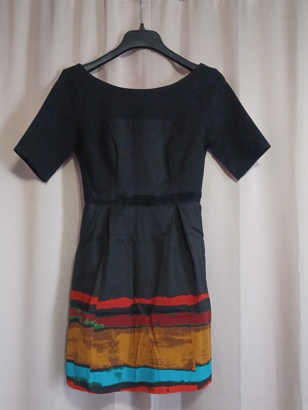 Plenty by Tracy Reese Black Pinceau Fit-N-Flare Dress Pockets Pleated Skirt 0P